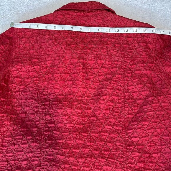 Coldwater Creek deep red shimmer quilted jacket - Picture 10 of 12